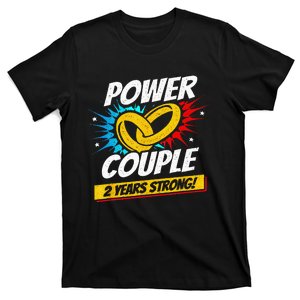 Married 2 Years Power Couple 2nd Wedding Anniversary T-Shirt