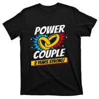 Married 2 Years Power Couple 2nd Wedding Anniversary T-Shirt