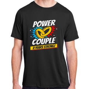 Married 2 Years Power Couple 2nd Wedding Anniversary Adult ChromaSoft Performance T-Shirt