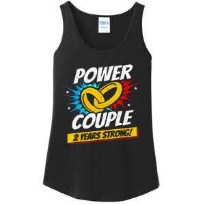 Married 2 Years Power Couple 2nd Wedding Anniversary Ladies Essential Tank