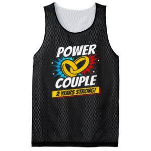 Married 2 Years Power Couple 2nd Wedding Anniversary Mesh Reversible Basketball Jersey Tank