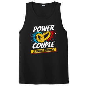 Married 2 Years Power Couple 2nd Wedding Anniversary PosiCharge Competitor Tank