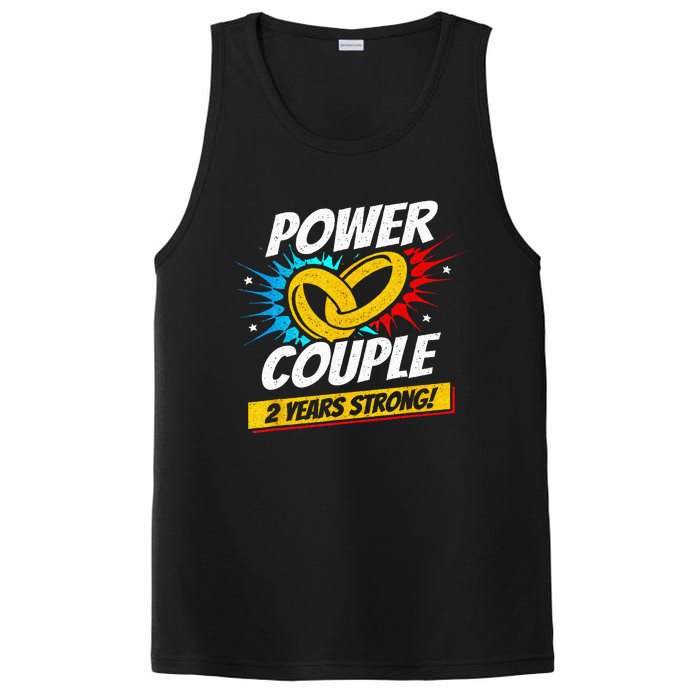 Married 2 Years Power Couple 2nd Wedding Anniversary PosiCharge Competitor Tank