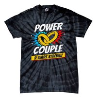 Married 2 Years Power Couple 2nd Wedding Anniversary Tie-Dye T-Shirt