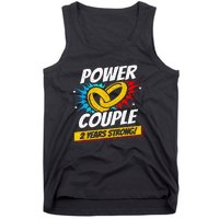 Married 2 Years Power Couple 2nd Wedding Anniversary Tank Top