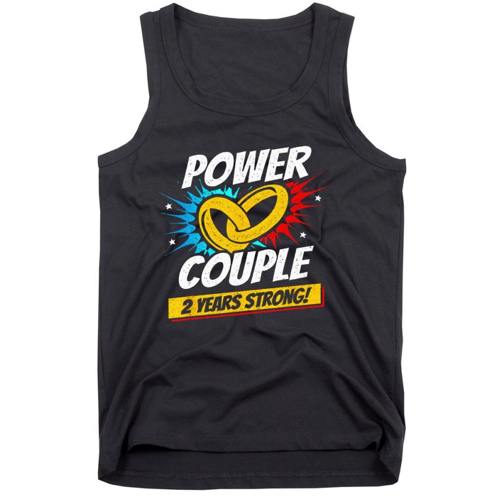 Married 2 Years Power Couple 2nd Wedding Anniversary Tank Top