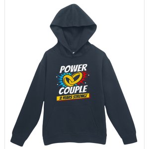 Married 2 Years Power Couple 2nd Wedding Anniversary Urban Pullover Hoodie