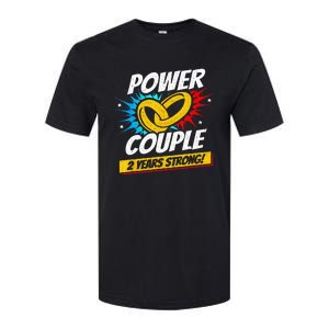 Married 2 Years Power Couple 2nd Wedding Anniversary Softstyle CVC T-Shirt