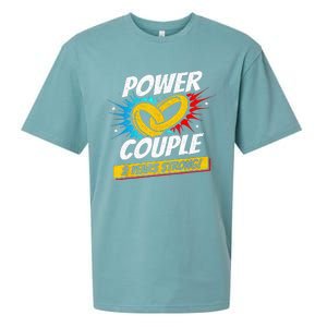 Married 2 Years Power Couple 2nd Wedding Anniversary Sueded Cloud Jersey T-Shirt