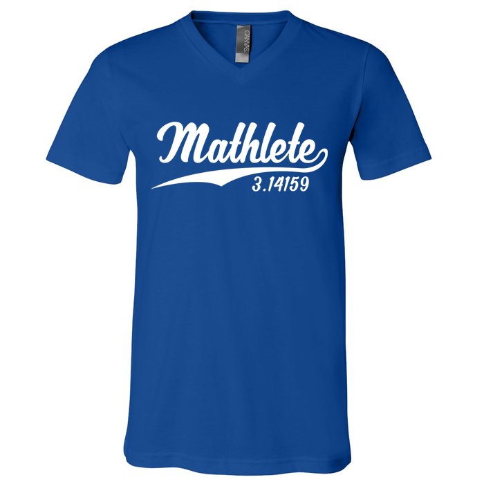 Mathlete 3 14159 Math Pi Day Mathematics Teacher Geek Nerd Cool Gift V-Neck T-Shirt