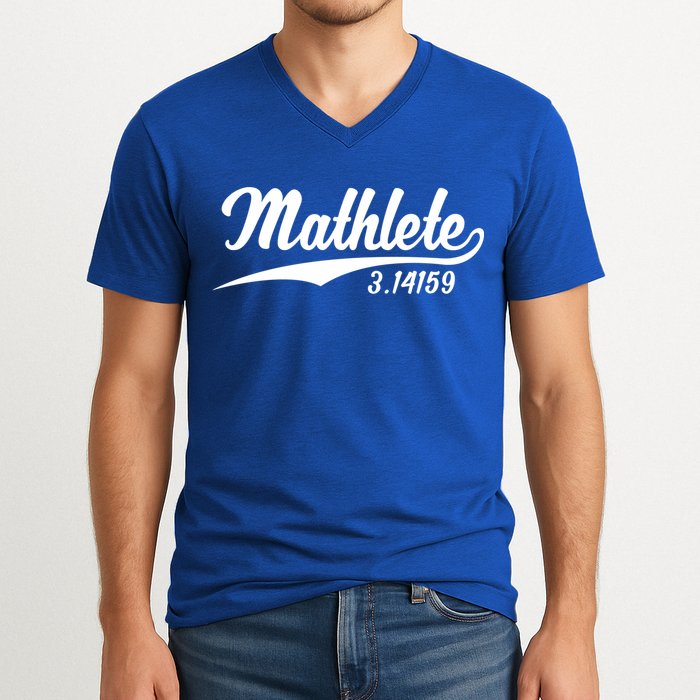 Mathlete 3 14159 Math Pi Day Mathematics Teacher Geek Nerd Cool Gift V-Neck T-Shirt