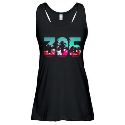 Miami 305 Area Code Florida Vintage Palm Trees Pride Retro Ladies Essential Flowy Tank