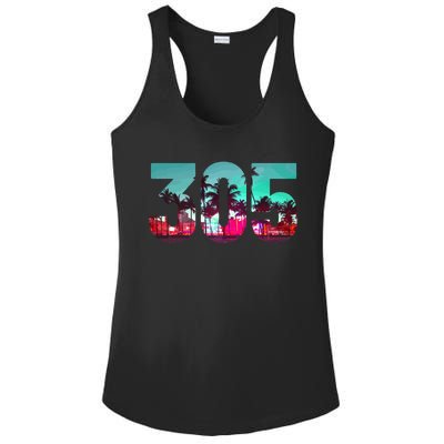 Miami 305 Area Code Florida Vintage Palm Trees Pride Retro Ladies PosiCharge Competitor Racerback Tank