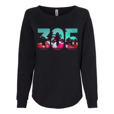 Miami 305 Area Code Florida Vintage Palm Trees Pride Retro Womens California Wash Sweatshirt