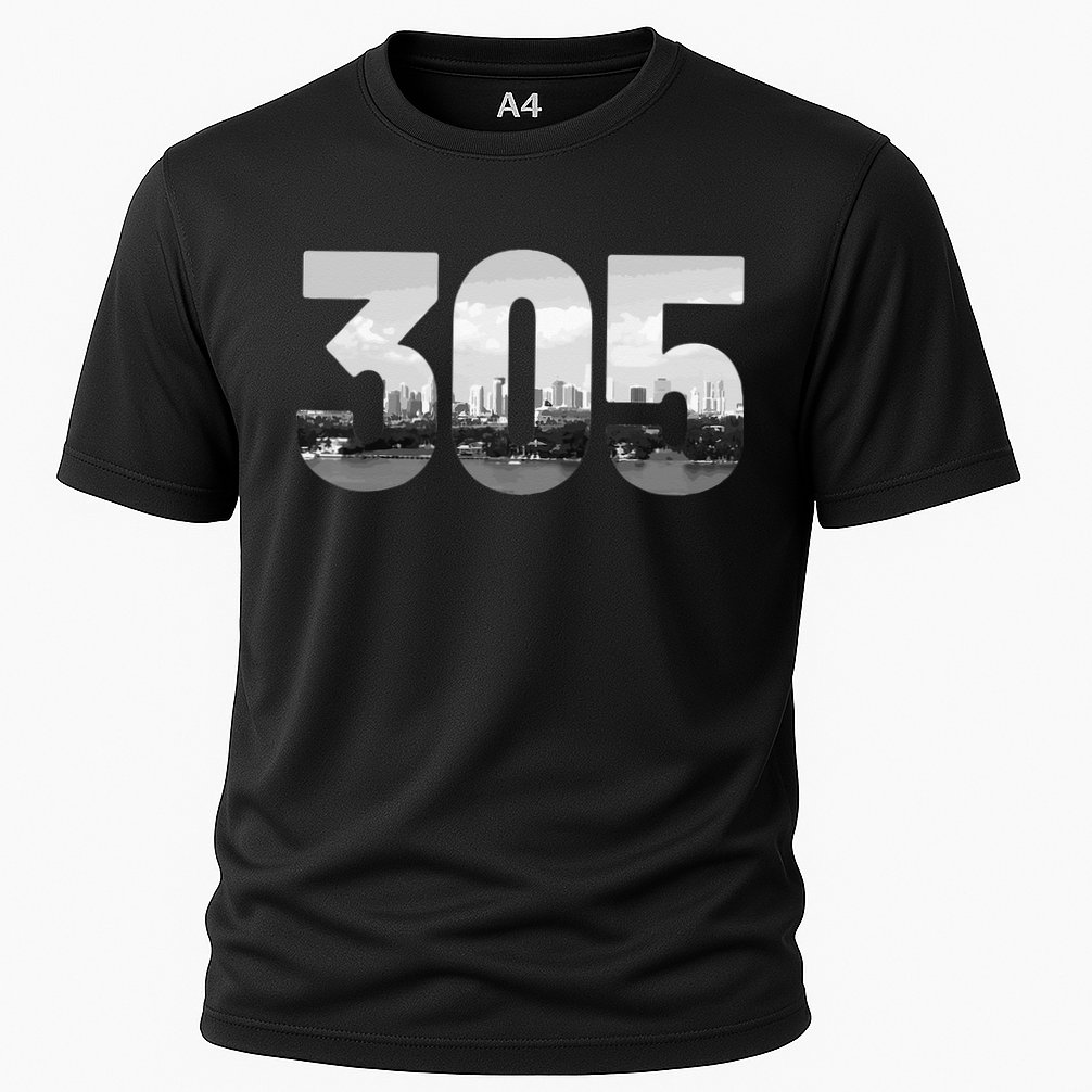 Miami 305 Area Code Skyline Florida Vintage Performance Shirt
