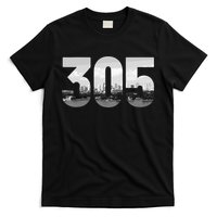 Miami 305 Area Code Skyline Florida Vintage T-Shirt