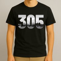 Miami 305 Area Code Skyline Florida Vintage T-Shirt