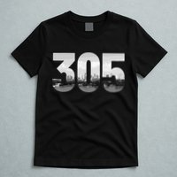 Miami 305 Area Code Skyline Florida Vintage T-Shirt