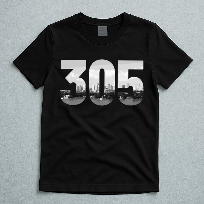 Miami 305 Area Code Skyline Florida Vintage T-Shirt