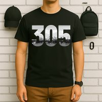 Miami 305 Area Code Skyline Florida Vintage T-Shirt