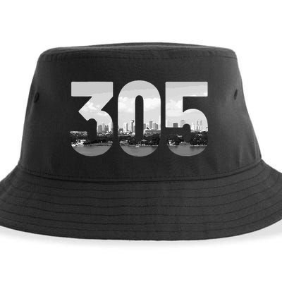 Miami 305 Area Code Skyline Florida Vintage Sustainable Bucket Hat