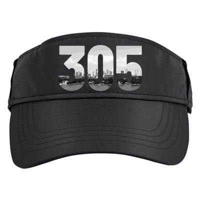 Miami 305 Area Code Skyline Florida Vintage Adult Drive Performance Visor