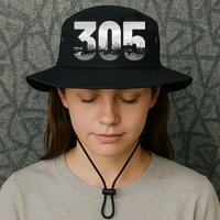 Miami 305 Area Code Skyline Florida Vintage Bucket Hat