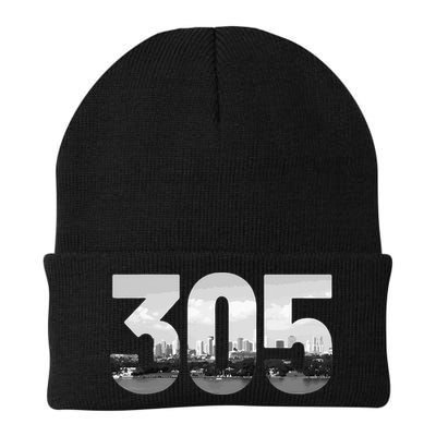 Miami 305 Area Code Skyline Florida Vintage Beanie