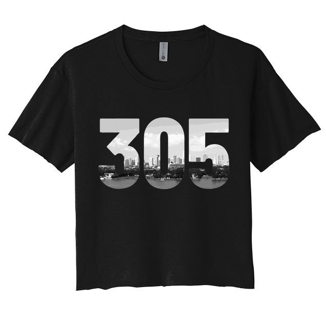 Miami 305 Area Code Skyline Florida Vintage Crop Top