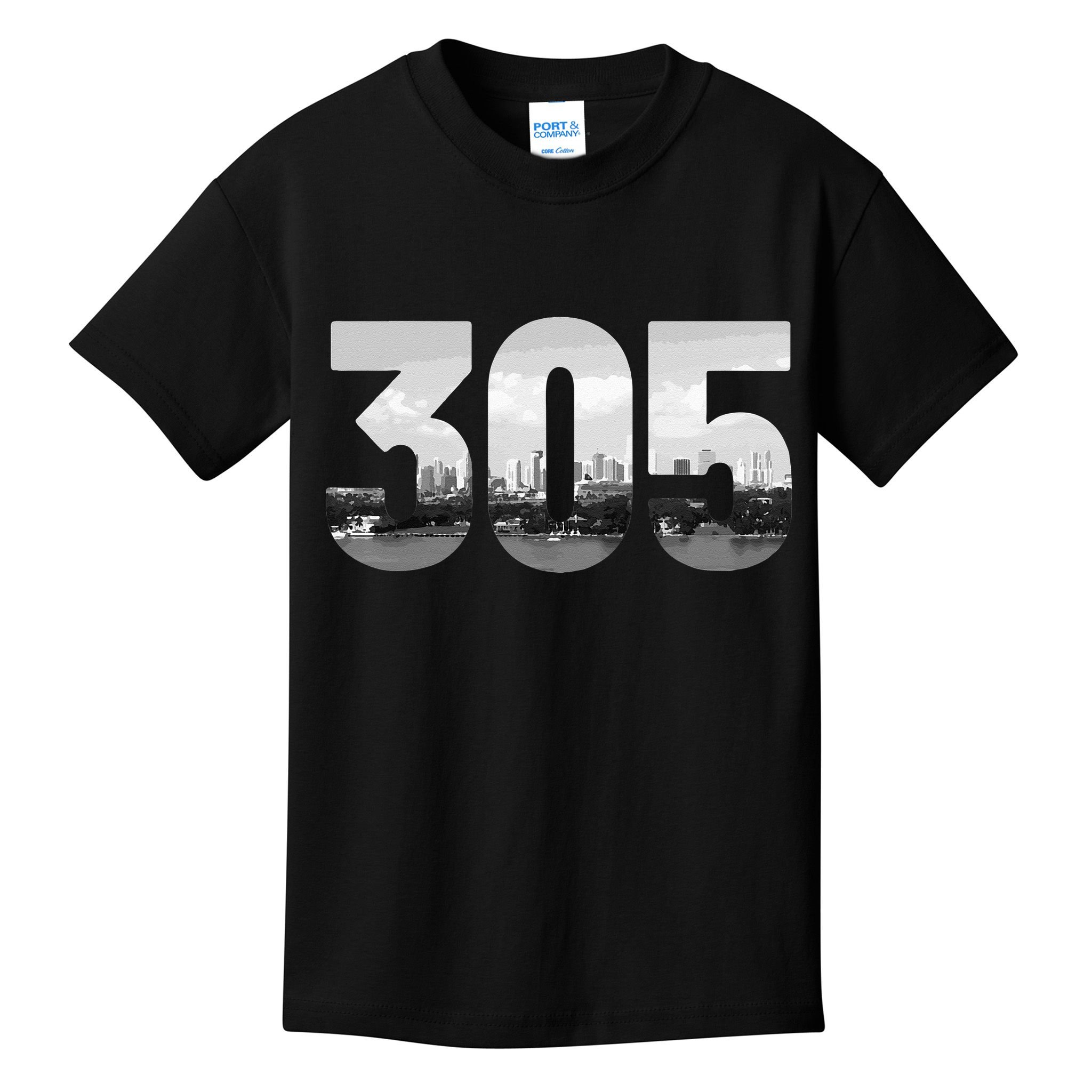 Miami 305 Area Code Skyline Florida Vintage Kids T-Shirt