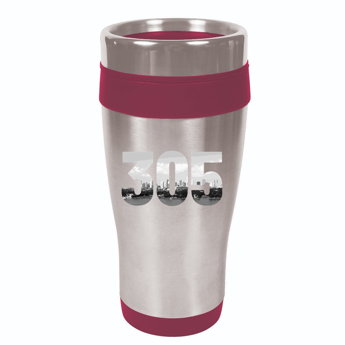 Miami 305 Area Code Skyline Florida Vintage 16oz Travel Tumbler