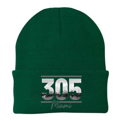 Miami 305 Area Code Skyline Florida Vintage Knit Cap Winter Beanie