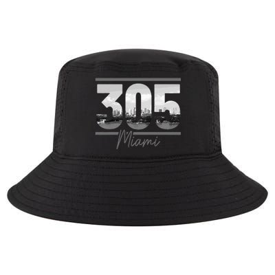 Miami 305 Area Code Skyline Florida Vintage Cool Comfort Performance Bucket Hat