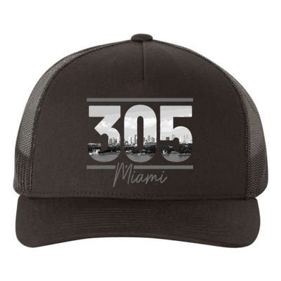 Miami 305 Area Code Skyline Florida Vintage Yupoong Adult 5-Panel Trucker Hat