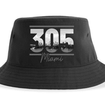 Miami 305 Area Code Skyline Florida Vintage Sustainable Bucket Hat