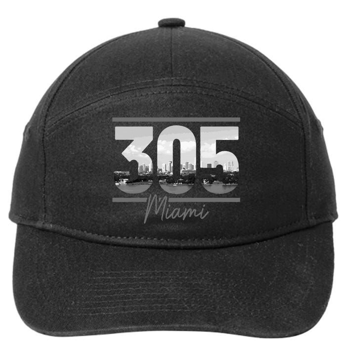 Miami 305 Area Code Skyline Florida Vintage 7-Panel Snapback Hat