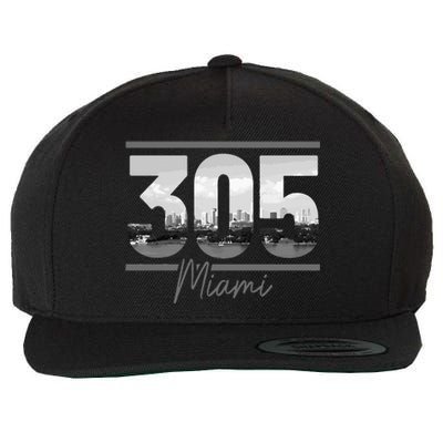 Miami 305 Area Code Skyline Florida Vintage Wool Snapback Cap