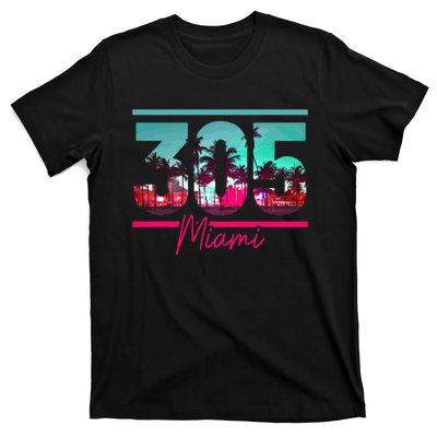 Miami 305 Area Code Florida Vintage Palm Trees Pride Retro T-Shirt