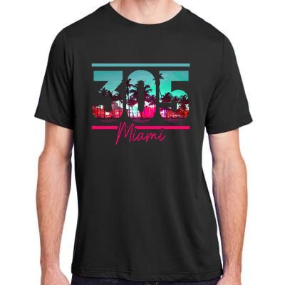 Miami 305 Area Code Florida Vintage Palm Trees Pride Retro Adult ChromaSoft Performance T-Shirt