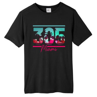 Miami 305 Area Code Florida Vintage Palm Trees Pride Retro Tall Fusion ChromaSoft Performance T-Shirt