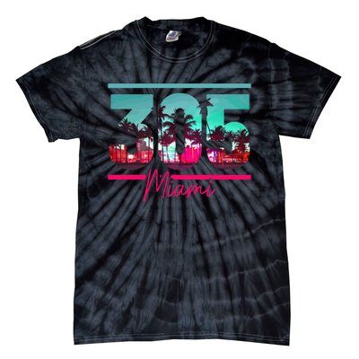 Miami 305 Area Code Florida Vintage Palm Trees Pride Retro Tie-Dye T-Shirt