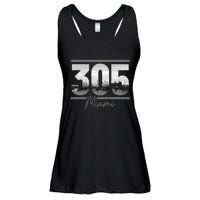 Miami 305 Area Code Skyline Florida Vintage Ladies Essential Flowy Tank