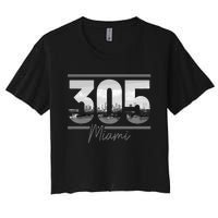 Miami 305 Area Code Skyline Florida Vintage Women's Crop Top Tee