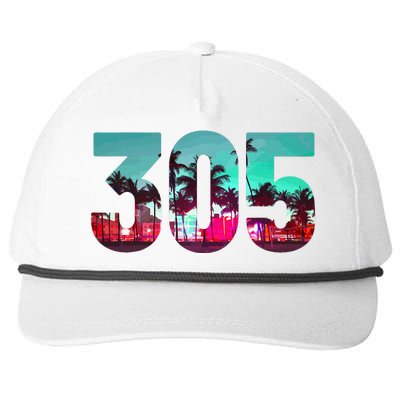 Miami 305 Area Code Florida Vintage Palm Trees Pride Retro Snapback Five-Panel Rope Hat