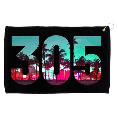 Miami 305 Area Code Florida Vintage Palm Trees Pride Retro Grommeted Golf Towel