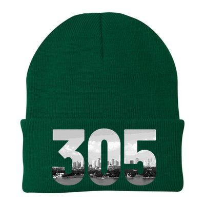 Miami 305 Area Code Skyline Florida Vintage Knit Cap Winter Beanie