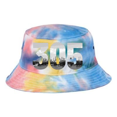 Miami 305 Area Code Skyline Florida Vintage Tie Dye Newport Bucket Hat