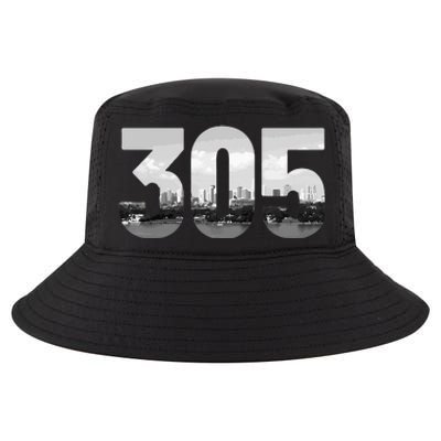 Miami 305 Area Code Skyline Florida Vintage Cool Comfort Performance Bucket Hat