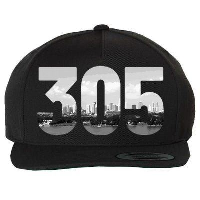 Miami 305 Area Code Skyline Florida Vintage Wool Snapback Cap