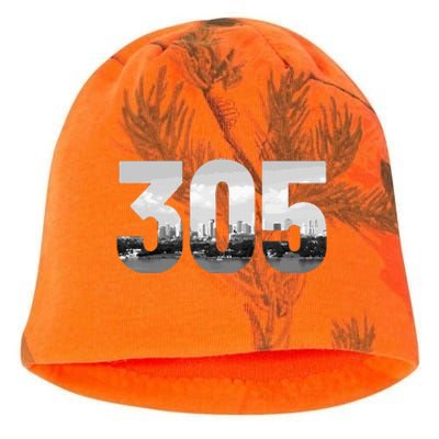 Miami 305 Area Code Skyline Florida Vintage Kati - Camo Knit Beanie